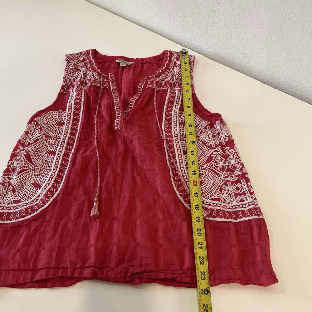 Lucky Brand Embroidered Red Tank Top Medium bohemian boho tassel Summer Indie - Picture 7 of 7